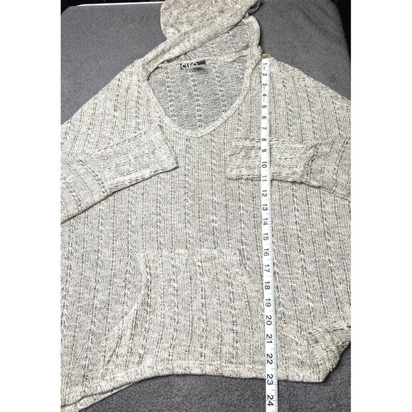 Cleo Apparel Womens Beige v-Neck Pullover Hoodie Front Pocket Stretch XL - Picture 3 of 3